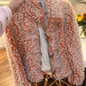 Anthropologie pink Sherpa jacket